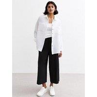 New Look Black Linen Blend Cropped Trousers