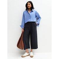 New Look Navy Linen Blend Cropped Trousers