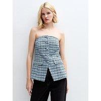 New Look Boucle Bustier Waistcoat - Blue