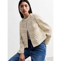 New Look Cream Striped BouclÈ Jacket