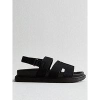 New Look Black Faux Suede Chunky Strap Sandals
