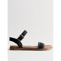 New Look Black Stitch Detail Open Toe Sandals
