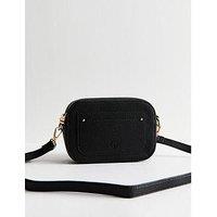 New Look Mini Grained Faux Leather Crossbody Bag - Black