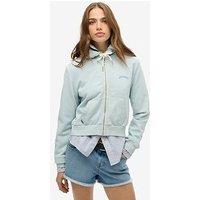 Superdry Essential Logo Cropped Zip Hoodie - Blue