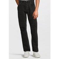 Allsaints All Saints Reid Repair Straight Fit Jeans- Black