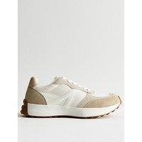 New Look White Brushed Faux Suede Panelled Trainers
