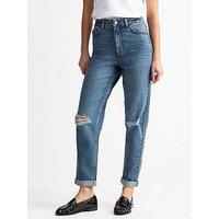 New Look Blue Ripped Mom Jeans