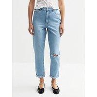 New Look Light Blue Tori Ripped Knee Cropped Jeans