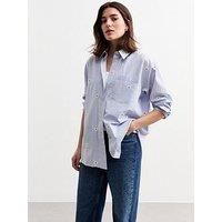 New Look Blue Daisy Embroidered Cotton Shirt