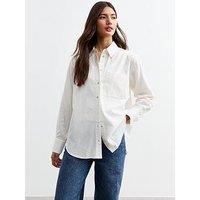 New Look White Long Sleeve Cotton Linen Shirt
