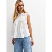 New Look Lace Panelled Sleeveless Top - White