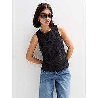 New Look Black Embroidered Vest Top