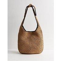 New Look Sardinia Stripe Slouch Tote - Stone