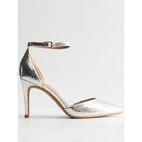 New Look Silver Snakeskin Effect Open Court Shoes