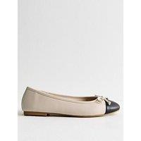 New Look White Contrast Toe Cap Ballerina Pumps