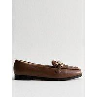 New Look Wide Fit Brown Quilted Faux Leather Loafers