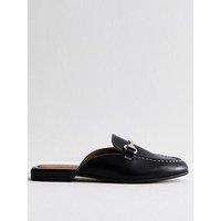 New Look Black Faux Leather Snaffle Detail Backless Loafers