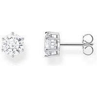 Thomas Sabo Silver Ear Studs With Big, White Zirconia