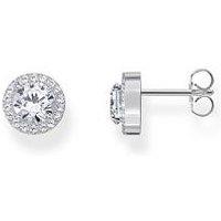 Thomas Sabo Silver Halo Ear Studs With White Zirconia In Brilliant Cut