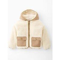 Mini V By Very Boys Borg Zip Up Jacket - Cream