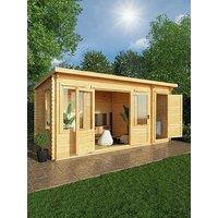Mercia 5.1M X 3M Pent Log Cabin With Side Shed (19Mm) - Pefc Certified