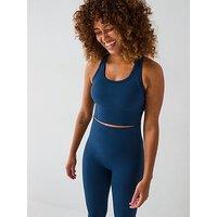 Gym + Coffee Womens Training Lotus Lounge Bra - Blue