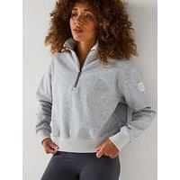 Gym + Coffee Womens Training Ribbed Quarter Zip - Grey