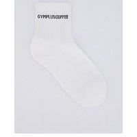 Gym + Coffee Quarter Length Everyday Socks - White