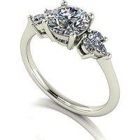 Moissanite 9Ct White Gold 1.60Ct Total Eq Moissanite Solitaire Ring With Marquise Sides