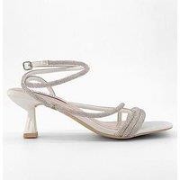 Raid Easha Embellished Strappy Satin Heels - Ivory