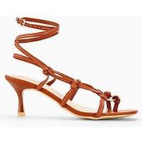 Raid Danika Kitten Heel Gold Detail Sandal - Brown