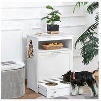 Pawhut Pet Feeder Station With Storage - White