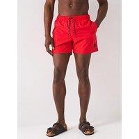 Jack & Jones Maui Logo Print Swim Shorts - True Red