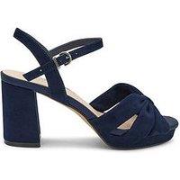 Paradox London Nerita Wide Fit Suede Heeled Sandal - Navy