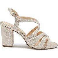Paradox London Natalia Wide Fit Heeled Glitter Sandal - Nude