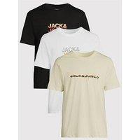 Jack & Jones 3 Pack Short Sleeve Logo Script T-Shirts - Multi