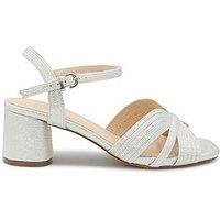Paradox London Neomi Wide Fit Glitter Heeled Sandal - Silver