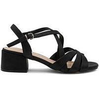 Paradox London Nerissa Wide Fit Shimmer Heeled Sandal - Black