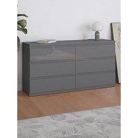 Very Home Layton Gloss 6 Drawer Chest In Grey - Fsc Certified