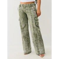 True Religion Natalie Low Rise Relaxed Cargo Pants - Khaki