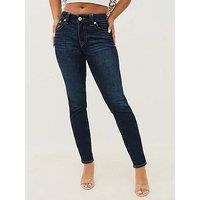True Religion Jennie Midi Rise Curvy Skinny Jeans - Dark Wash