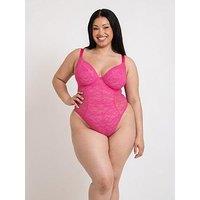Curvy Kate All Night Lace Plunge Body - Hot Pink/ Blush