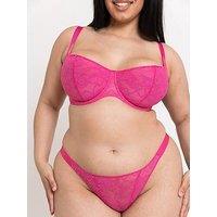 Curvy Kate All Night Lace Scooped Multiway Balcony Bra - Hot Pink/ Blush