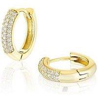 H. Samuel Gold Plated Sterling Silver Earrings. Cubic Zirconia Pav&Eacute; Hoop Earrings