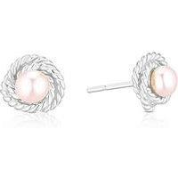 H. Samuel Sterling Silver Earrings. Pearl Rope Knot Stud Earrings