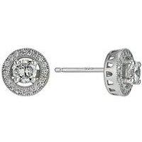 Ernest Jones Sterling Silver Earrings. Cubic Zirconia Halo Stud Earrings