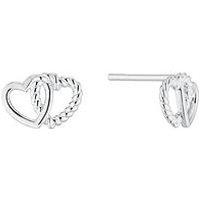 H. Samuel Sterling Silver Earrings. Entwined Double Heart Stud Earrings