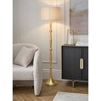 Very Home Wooden Floor Lamp With Brass Base
