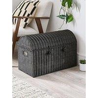 Very Home Medium Rattan Storage Chest - Black