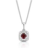 H. Samuel Sterling Silver Necklace Pendant. Diamond & Garnet Pendant